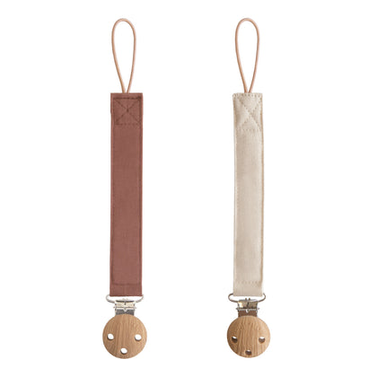 Mushie Linen Pacifier Clip 2-Pack