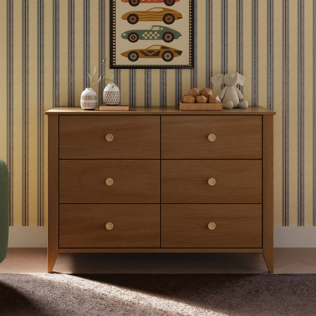 M10326CTN,Babyletto,Sprout 6-Drawer Double Dresser in Chestnut and Natural