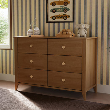 M10326CTN,Babyletto,Sprout 6-Drawer Double Dresser in Chestnut and Natural