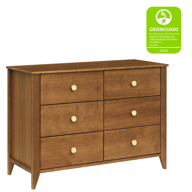 M10326CTN,Babyletto,Sprout 6-Drawer Double Dresser in Chestnut and Natural