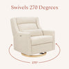 M11278ATLB,Babyletto,Kiwi Plus Chair and a Half Power Glider Recliner in Almond Teddy Loop w/ Light Wood Base