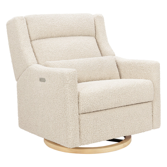 M11278ATLB,Babyletto,Kiwi Plus Chair and a Half Power Glider Recliner in Almond Teddy Loop w/ Light Wood Base