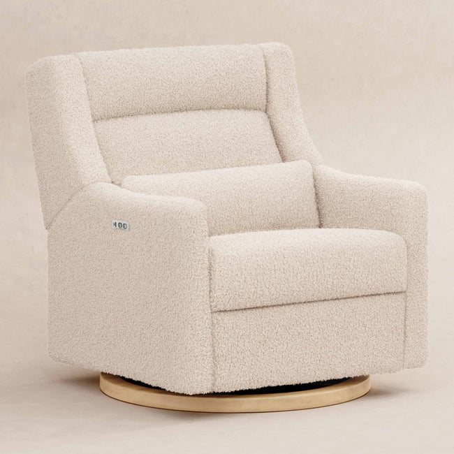 M11278ATLB,Babyletto,Kiwi Plus Chair and a Half Power Glider Recliner in Almond Teddy Loop w/ Light Wood Base