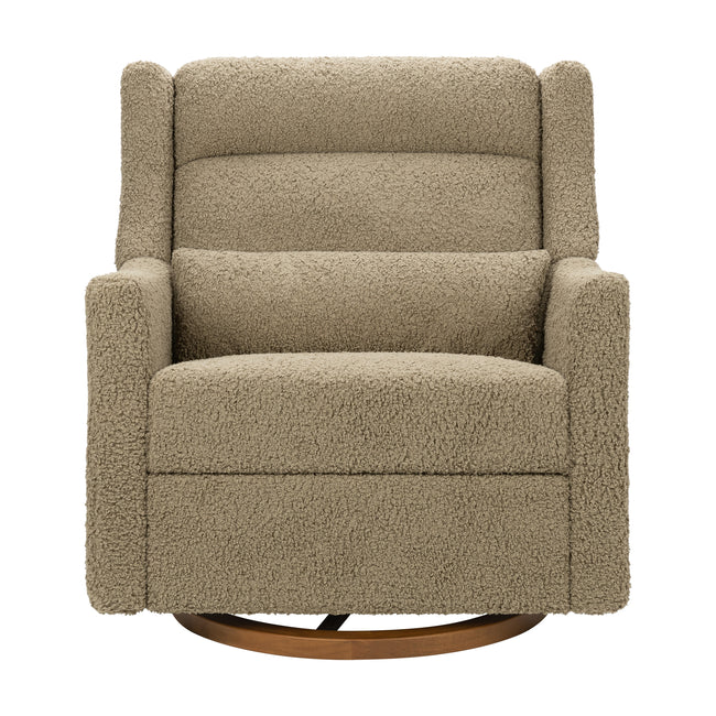 M11278LTDB,Babyletto,Kiwi Plus Chair and a Half Power Glider Recliner in Latte Teddy Loop w/ Dark Wood Base