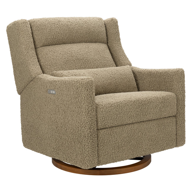 M11278LTDB,Babyletto,Kiwi Plus Chair and a Half Power Glider Recliner in Latte Teddy Loop w/ Dark Wood Base