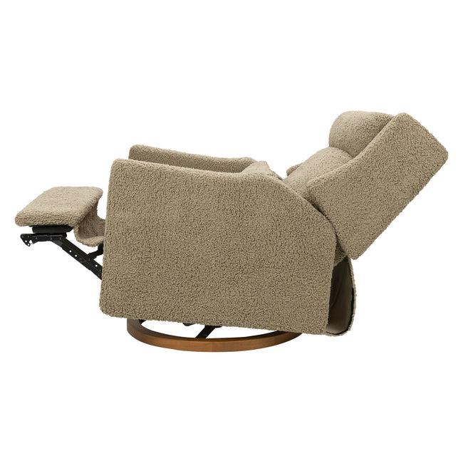 M11278LTDB,Babyletto,Kiwi Plus Chair and a Half Power Glider Recliner in Latte Teddy Loop w/ Dark Wood Base