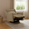 M11278LTDB,Babyletto,Kiwi Plus Chair and a Half Power Glider Recliner in Latte Teddy Loop w/ Dark Wood Base