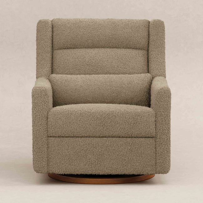 M11278LTDB,Babyletto,Kiwi Plus Chair and a Half Power Glider Recliner in Latte Teddy Loop w/ Dark Wood Base