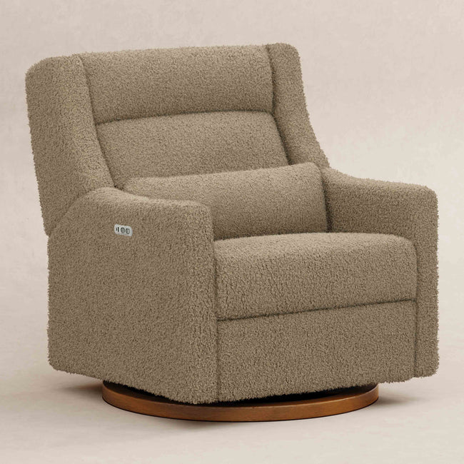 M11278LTDB,Babyletto,Kiwi Plus Chair and a Half Power Glider Recliner in Latte Teddy Loop w/ Dark Wood Base
