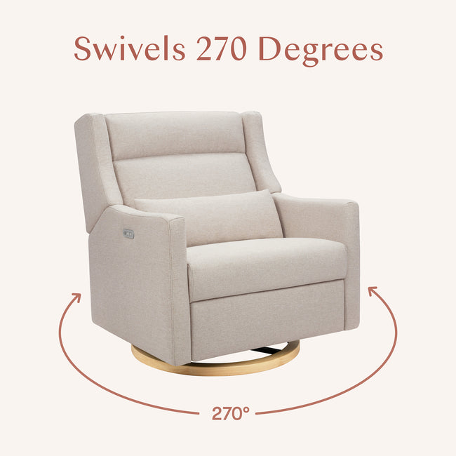 M11278PBEWLB,Babyletto,Kiwi Plus Chair and a Half Power Glider Recliner in Performance Beach Eco-Weave w/ Light Wood Base