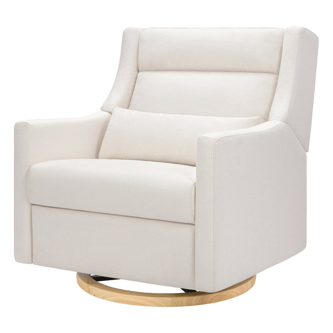 M11278PCMEWLB,Babyletto,Kiwi Plus Chair and a Half Power Glider Recliner in Performance Cream Eco-Weave w/ Light Wood Base