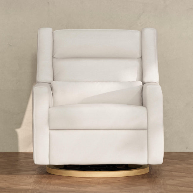 M11278PCMEWLB,Babyletto,Kiwi Plus Chair and a Half Power Glider Recliner in Performance Cream Eco-Weave w/ Light Wood Base