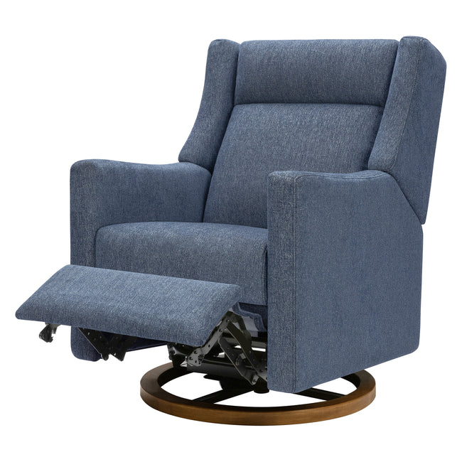 M11282OECDB,Babyletto,Kiwi Pro Power Glider Recliner w/ Power Lumbar in Performance Ocean Eco-Chenille w/Dark WoodBase