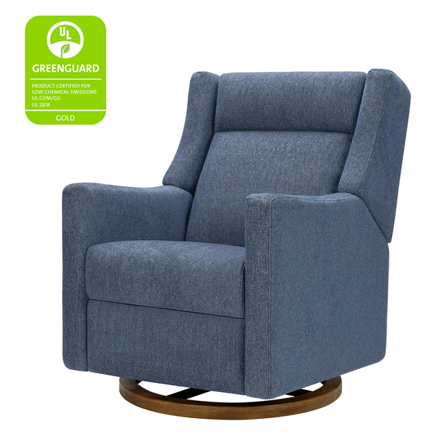 M11282OECDB,Babyletto,Kiwi Pro Power Glider Recliner w/ Power Lumbar in Performance Ocean Eco-Chenille w/Dark WoodBase