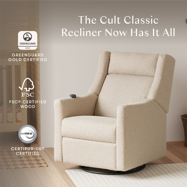 M11283AT,Babyletto,Kiwi Deluxe Power Glider Recliner w/Heat&Massage in Almond Teddy Loop