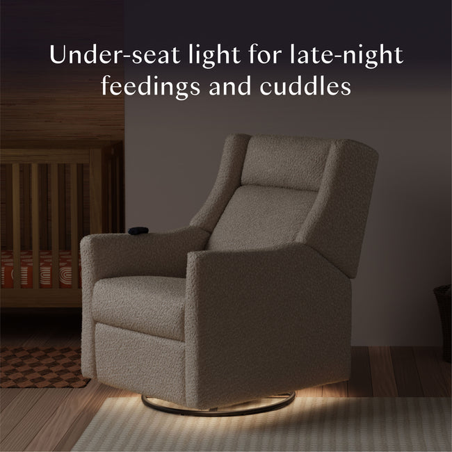 M11283AT,Babyletto,Kiwi Deluxe Power Glider Recliner w/Heat&Massage in Almond Teddy Loop