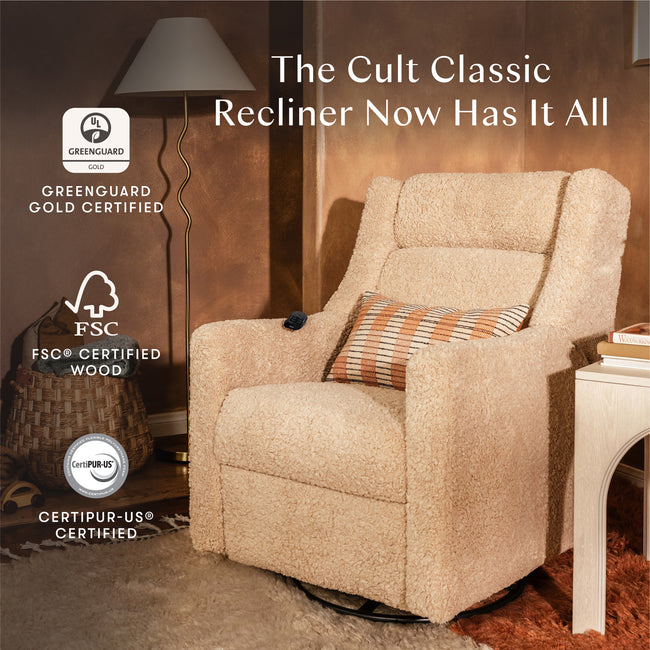 M11283CSG,Babyletto,Kiwi Deluxe Power Glider Recliner w/Heat&Massage in Chai Shearling