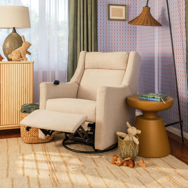 M11283PBEW,Babyletto,Kiwi Deluxe Power Glider Recliner w/Heat&Massage in Performance Beach Eco-Weave