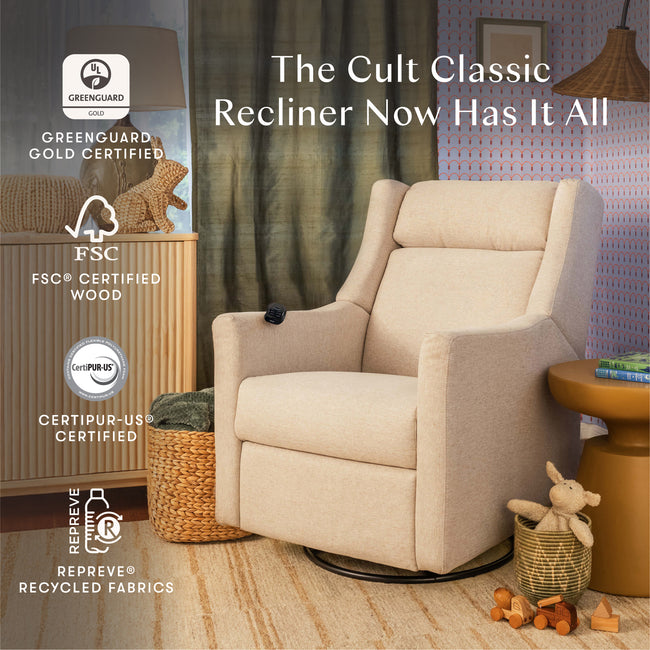M11283PBEW,Babyletto,Kiwi Deluxe Power Glider Recliner w/Heat&Massage in Performance Beach Eco-Weave