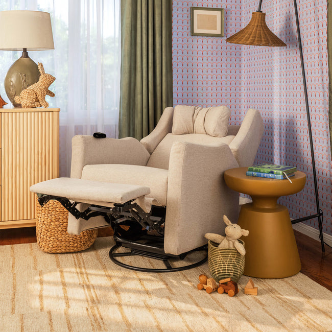 M11283PBEW,Babyletto,Kiwi Deluxe Power Glider Recliner w/Heat&Massage in Performance Beach Eco-Weave