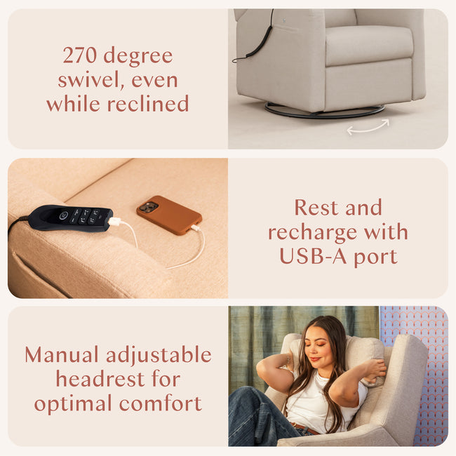 M11283PBEW,Babyletto,Kiwi Deluxe Power Glider Recliner w/Heat&Massage in Performance Beach Eco-Weave