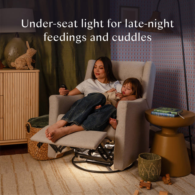 M11283PBEW,Babyletto,Kiwi Deluxe Power Glider Recliner w/Heat&Massage in Performance Beach Eco-Weave