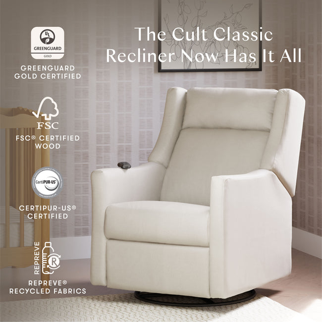 M11283PCMEW,Babyletto,Kiwi Deluxe Power Glider Recliner w/Heat&Massage in Performance Cream Eco-Weave