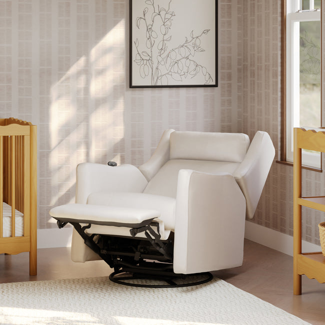 M11283PCMEW,Babyletto,Kiwi Deluxe Power Glider Recliner w/Heat&Massage in Performance Cream Eco-Weave