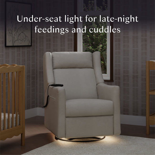 M11283PCMEW,Babyletto,Kiwi Deluxe Power Glider Recliner w/Heat&Massage in Performance Cream Eco-Weave