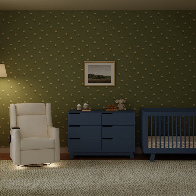 M11283PWB,Babyletto,Kiwi Deluxe Power Glider Recliner w/Heat&Massage in Performance Ivory Boucle