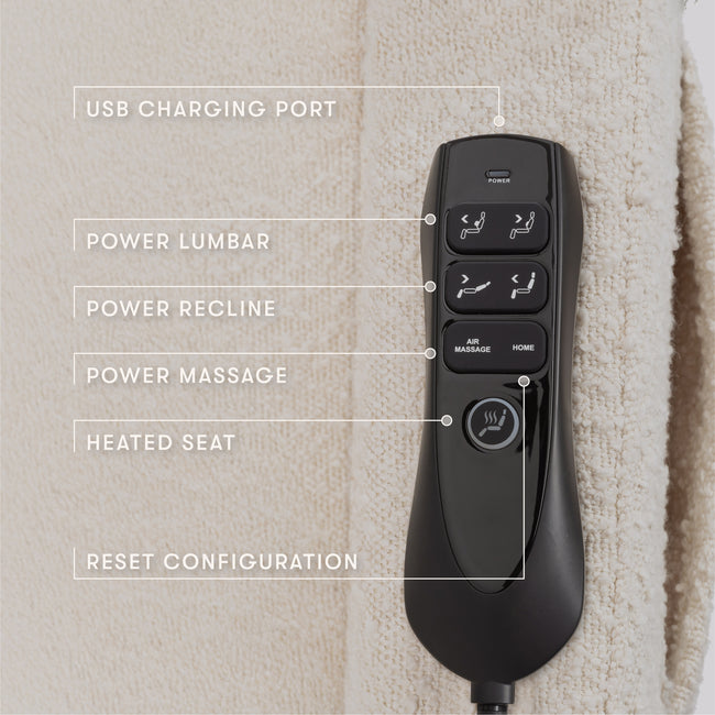 M11283PWB,Babyletto,Kiwi Deluxe Power Glider Recliner w/Heat&Massage in Performance Ivory Boucle