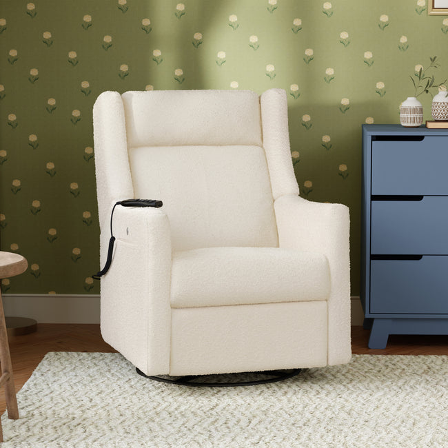 M11283PWB,Babyletto,Kiwi Deluxe Power Glider Recliner w/Heat&Massage in Performance Ivory Boucle
