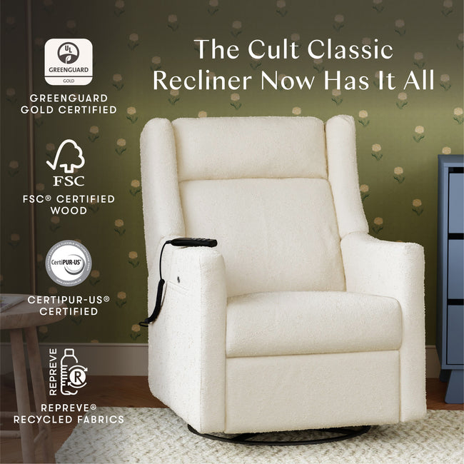 M11283PWB,Babyletto,Kiwi Deluxe Power Glider Recliner w/Heat&Massage in Performance Ivory Boucle