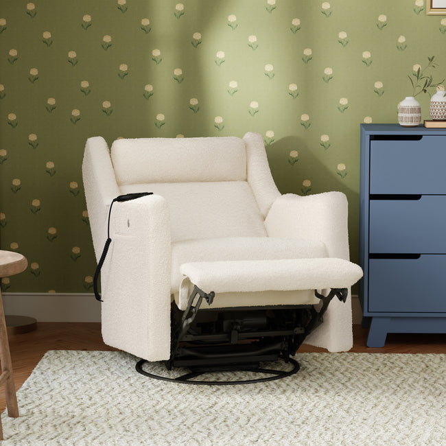M11283PWB,Babyletto,Kiwi Deluxe Power Glider Recliner w/Heat&Massage in Performance Ivory Boucle