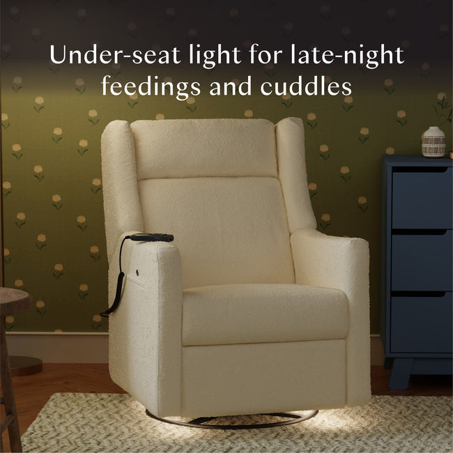 M11283PWB,Babyletto,Kiwi Deluxe Power Glider Recliner w/Heat&Massage in Performance Ivory Boucle
