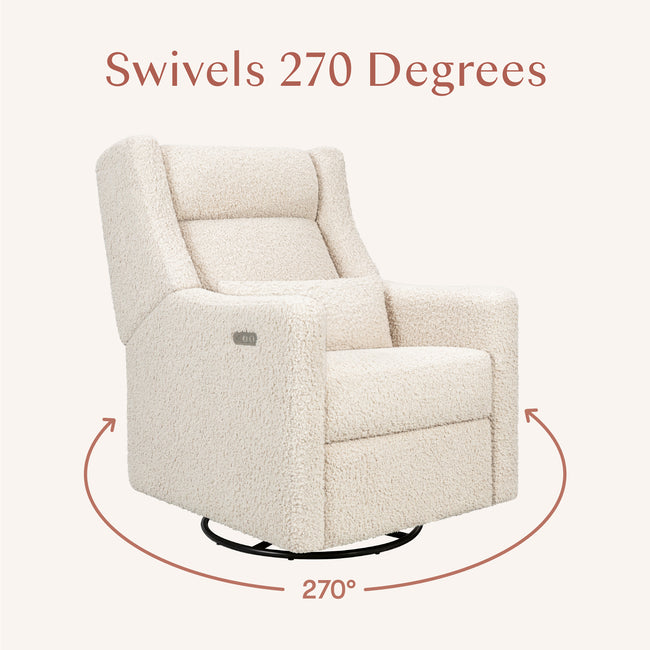 M11286AT,Babyletto,Kiwi Plus Power Glider Recliner w/ Power Headrest in Almond Teddy Loop