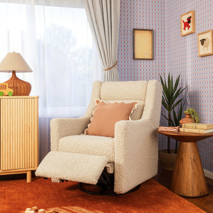 M11286AT,Babyletto,Kiwi Plus Power Glider Recliner w/ Power Headrest in Almond Teddy Loop