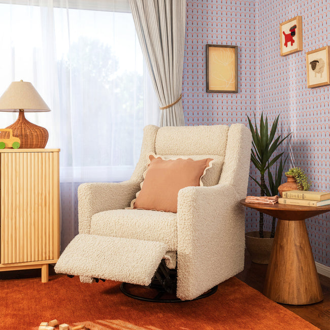 M11286AT,Babyletto,Kiwi Plus Power Glider Recliner w/ Power Headrest in Almond Teddy Loop
