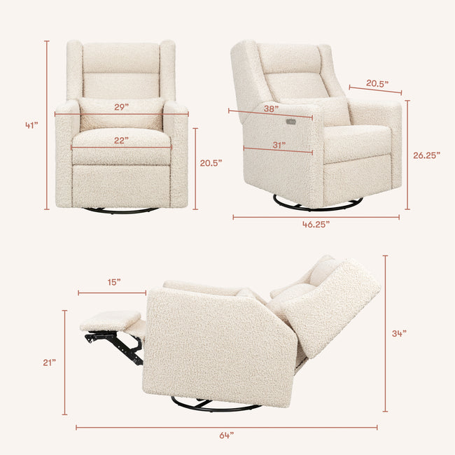 M11286AT,Babyletto,Kiwi Plus Power Glider Recliner w/ Power Headrest in Almond Teddy Loop