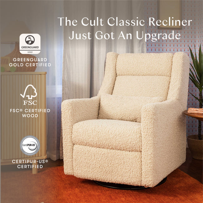 M11286AT,Babyletto,Kiwi Plus Power Glider Recliner w/ Power Headrest in Almond Teddy Loop