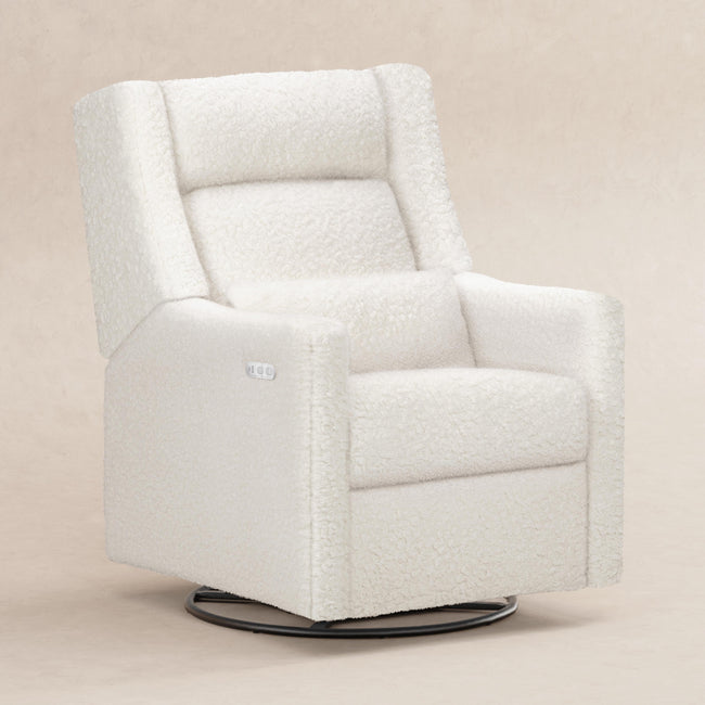 M11286CMSG,Babyletto,Kiwi Plus Power Glider Recliner w/ Power Headrest in Cream Shearling