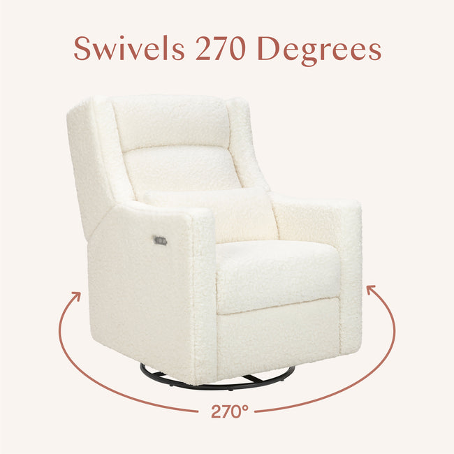 M11286CMSG,Babyletto,Kiwi Plus Power Glider Recliner w/ Power Headrest in Cream Shearling