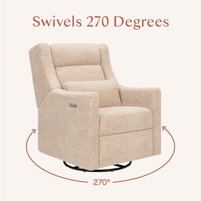 M11286CSG,Babyletto,Kiwi Plus Power Glider Recliner w/ Power Headrest in Chai Shearling