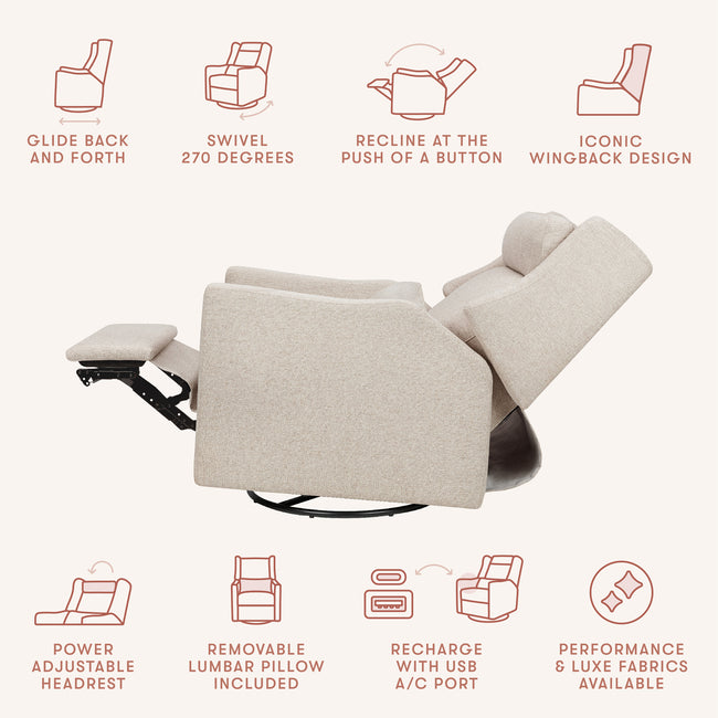 M11286PBEW,Babyletto,Kiwi Plus Power Glider Recliner w/ Power Headrest in Performance Beach Eco-Weave