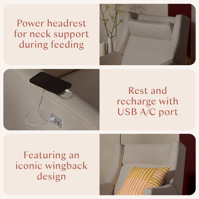 M11286PBEW,Babyletto,Kiwi Plus Power Glider Recliner w/ Power Headrest in Performance Beach Eco-Weave