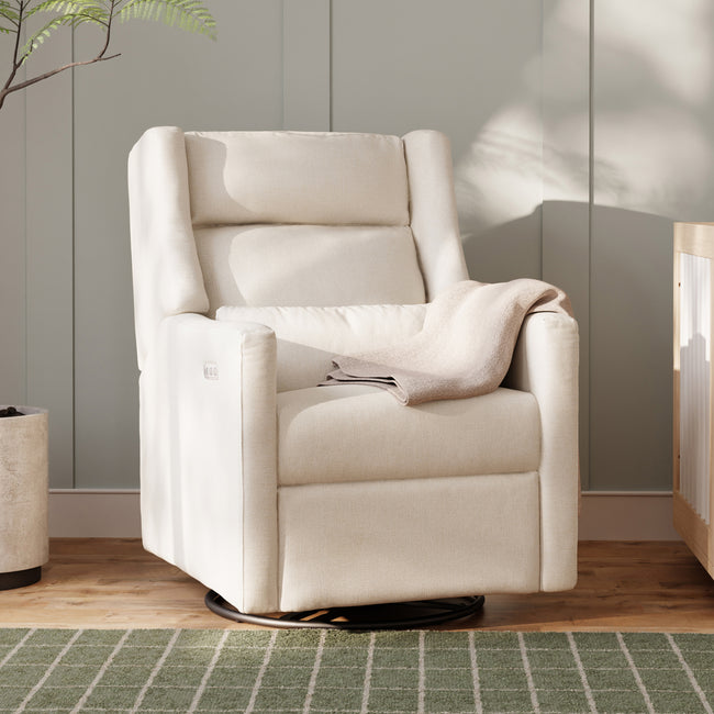 M11286PCMEW,Babyletto,Kiwi Plus Power Glider Recliner w/ Power Headrest in Performance Cream Eco-Weave