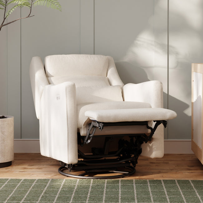 M11286PCMEW,Babyletto,Kiwi Plus Power Glider Recliner w/ Power Headrest in Performance Cream Eco-Weave