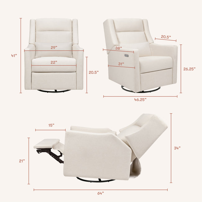 M11286PCMEW,Babyletto,Kiwi Plus Power Glider Recliner w/ Power Headrest in Performance Cream Eco-Weave