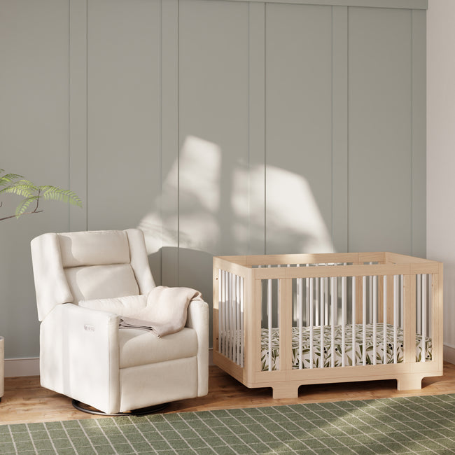 M11286PCMEW,Babyletto,Kiwi Plus Power Glider Recliner w/ Power Headrest in Performance Cream Eco-Weave