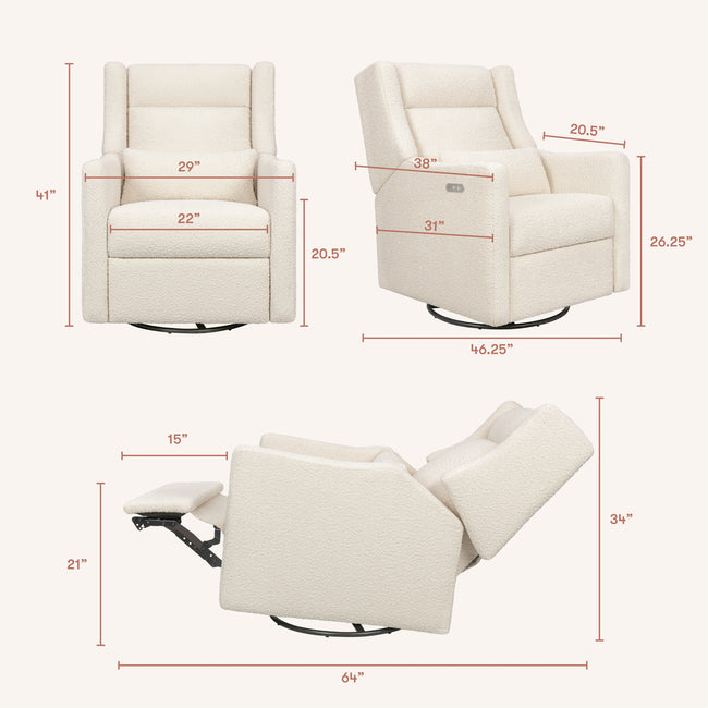 M11286PWB,Babyletto,Kiwi Plus Power Glider Recliner w/ Power Headrest in Performance Ivory Boucle